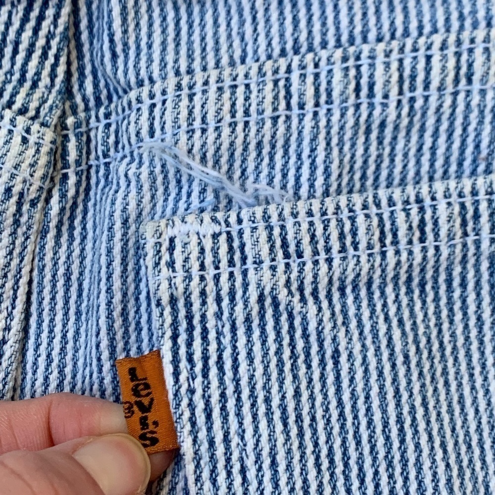 Vintage Orange Tab Levi's Denim Railroad Stripe Mini Skirt Size 9 Jr. - Picture 10 of 10